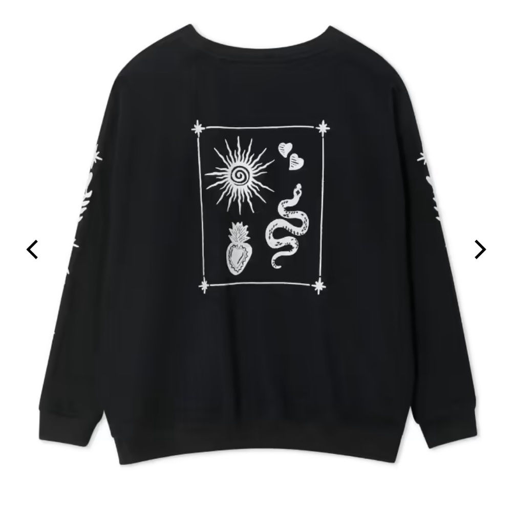Never Fully Dressed Black Crewneck Sweater with Ecru Embroidery - Picture 2 of 6